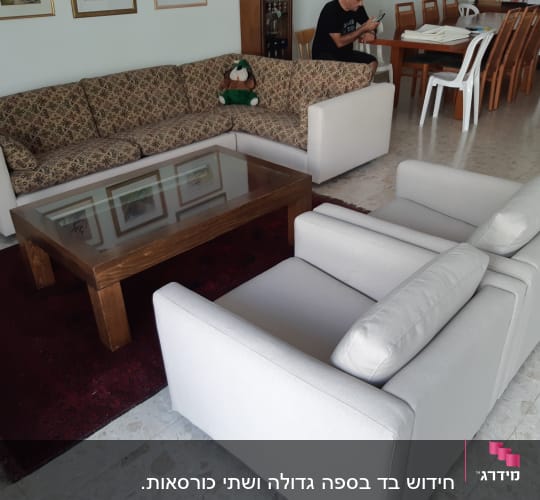 ספות מרופדות עם כריות בסלון
